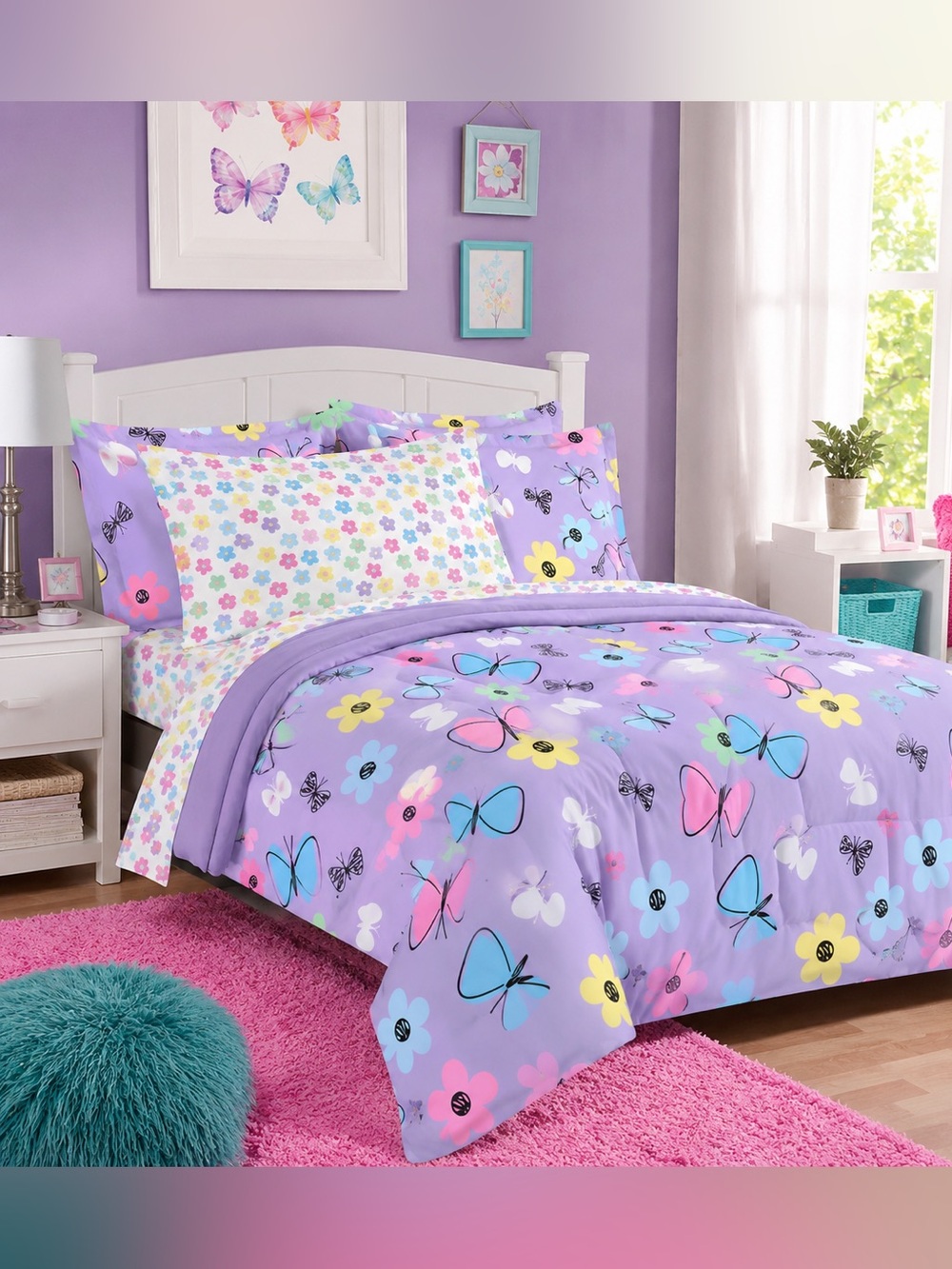 Dream Factory Sweet Butterfly Full 7 Piece Comforter Set NWT